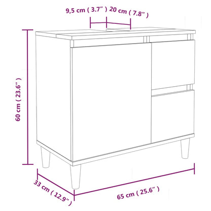 Badrumsskåp sonoma-ek 65x33x60 cm konstruerat trä