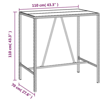 Barbord med glasskiva  110x70x110 cm konstrotting