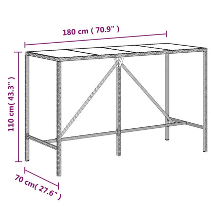 Barbord med glasskiva  110x70x110 cm konstrotting