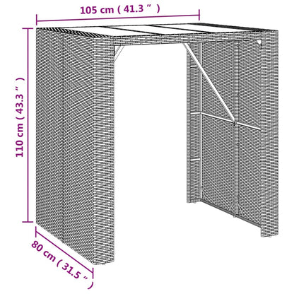 Barbord med glasskiva  110x70x110 cm konstrotting