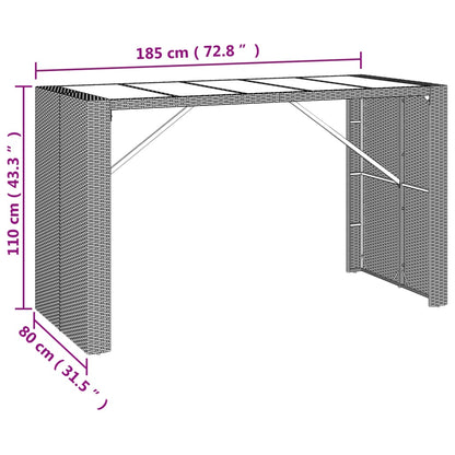 Barbord med glasskiva  110x70x110 cm konstrotting