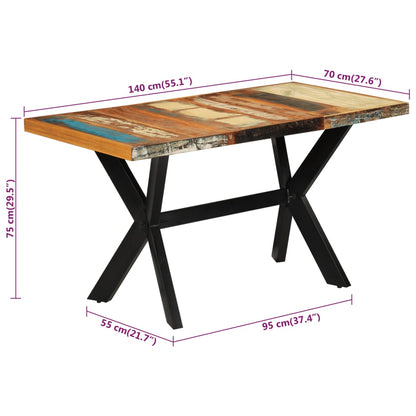 Matbord 140x70x75 cm massivt återvunnet trä