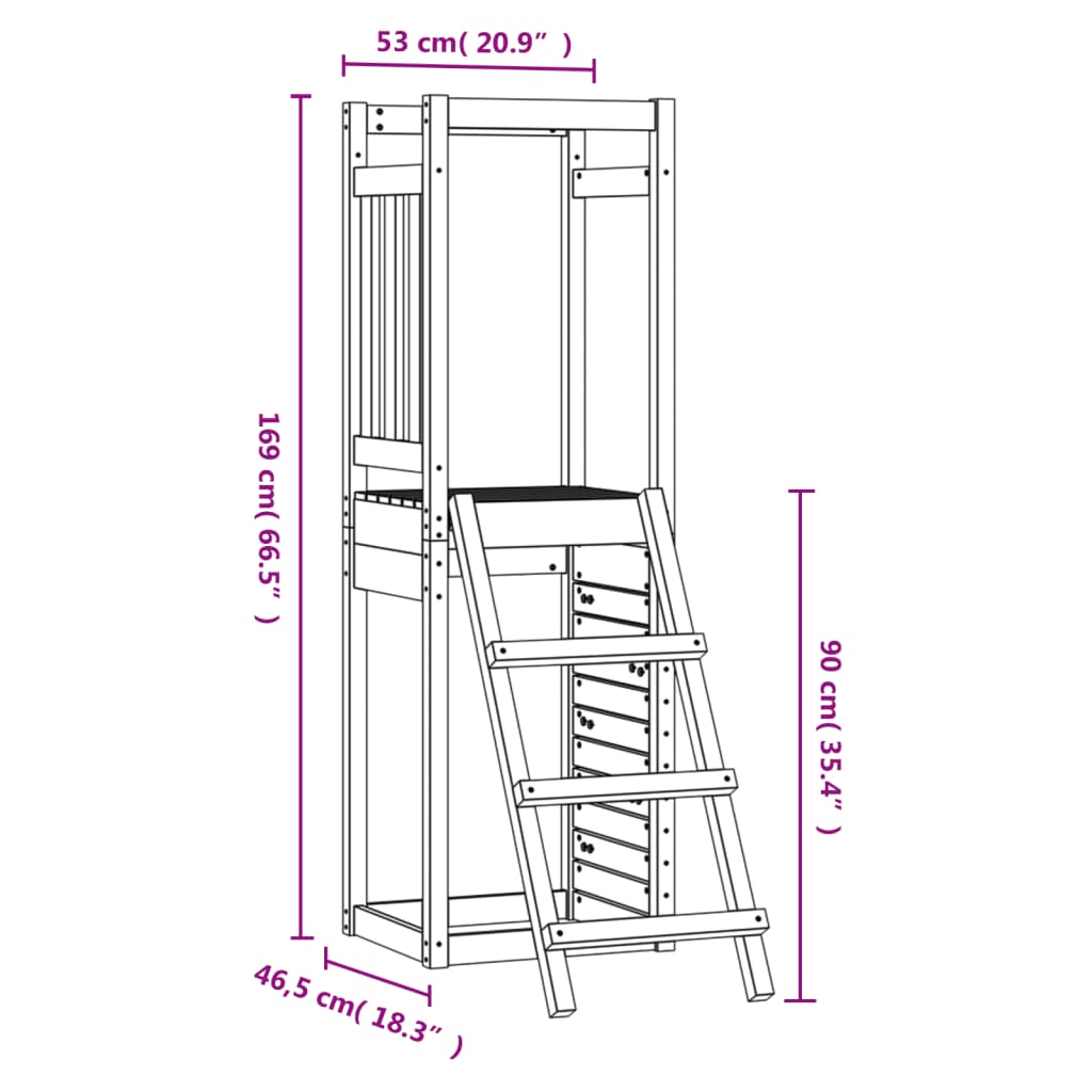 Lekplats 53x46,5x169 cm massiv furu