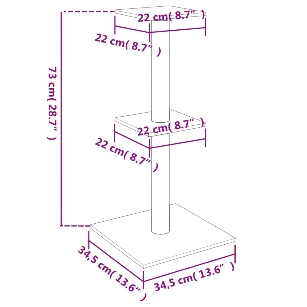 Klösträd med sisalpelare gräddvit 73 cm