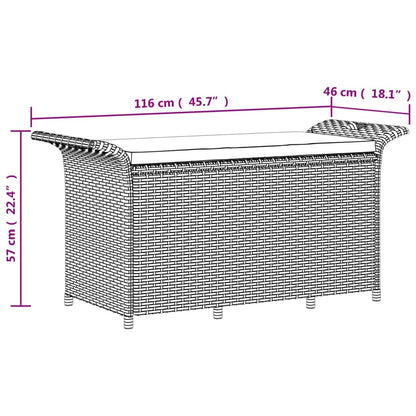 Trädgårdsbänk med dyna  116x46x57 cm konstrotting