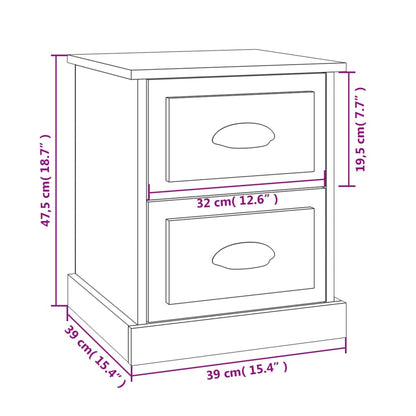 Sängbord 2 st sonoma-ek 39x39x47,5 cm konstruerat trä