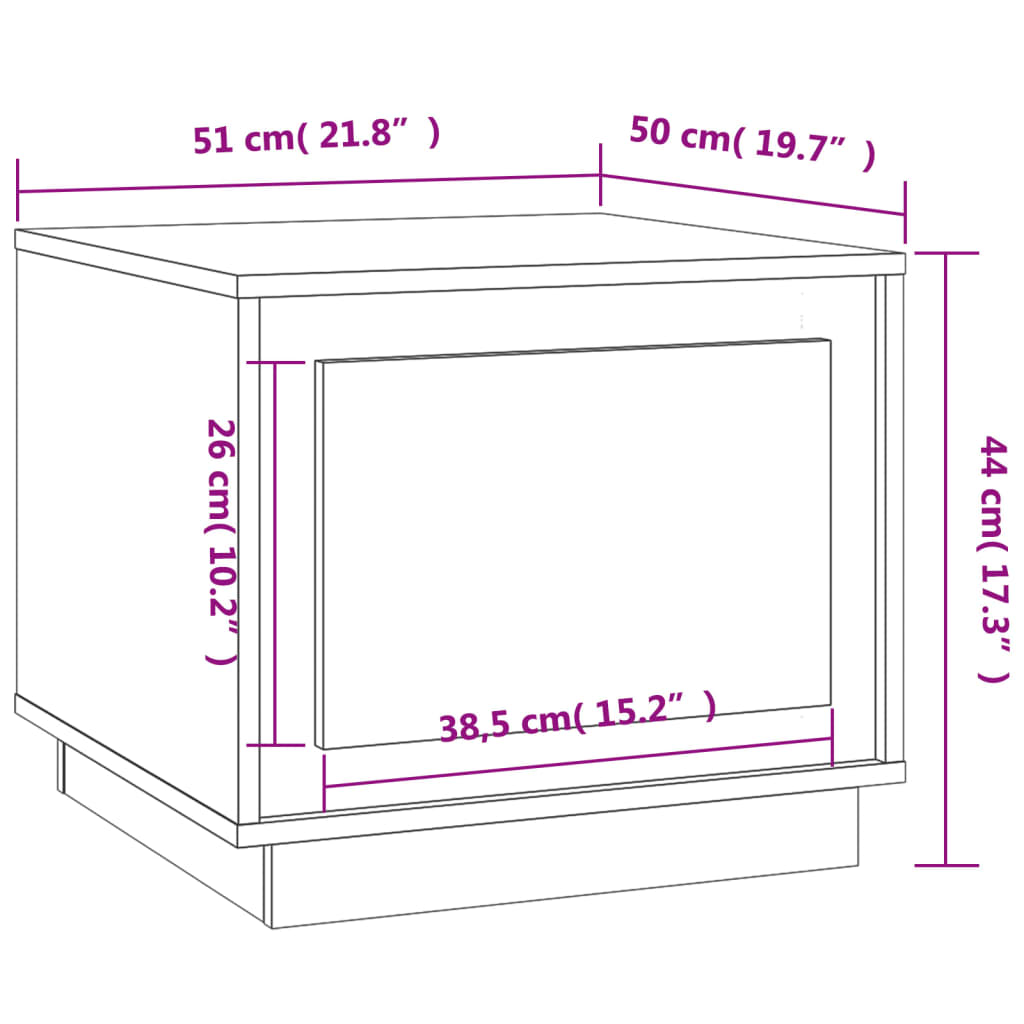 Soffbord sonoma-ek 51x50x44 cm konstruerat trä