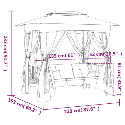 Paviljong med hammock  tyg&stål