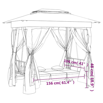 Paviljong med hammock  tyg&stål