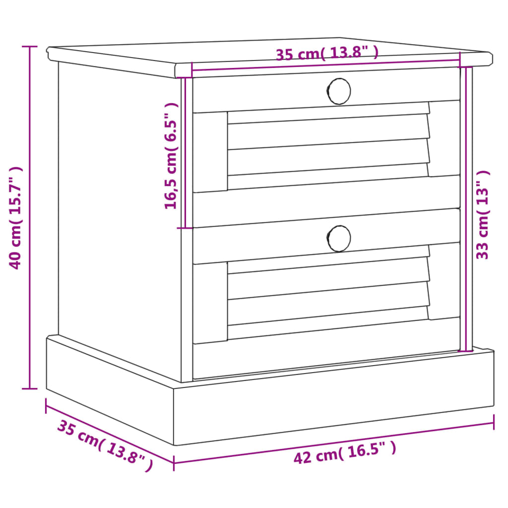 Sängbord VIGO  42x35x40 cm massiv furu