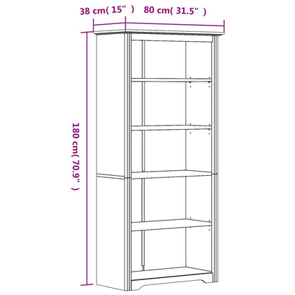 Bokhylla BODO  80x38x180 cm massiv furu 5 hyllplan