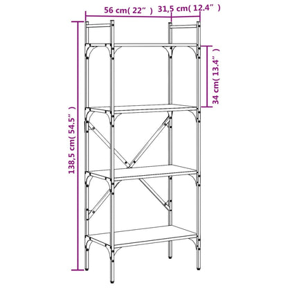 Bokhylla 4 hyllplan  ek 56x31,5x138,5 cm konstruerat trä