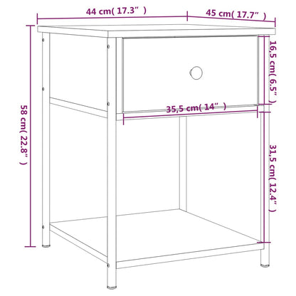 Sängbord 2 st  ek 44x45x58 cm konstruerat trä