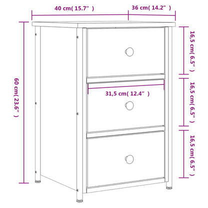 Sängbord 2 st  ek 40x36x60 cm konstruerat trä