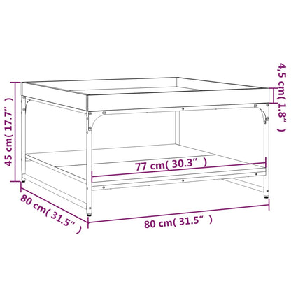 Soffbord rökfärgad ek 80x80x45 cm konstruerat trä och järn