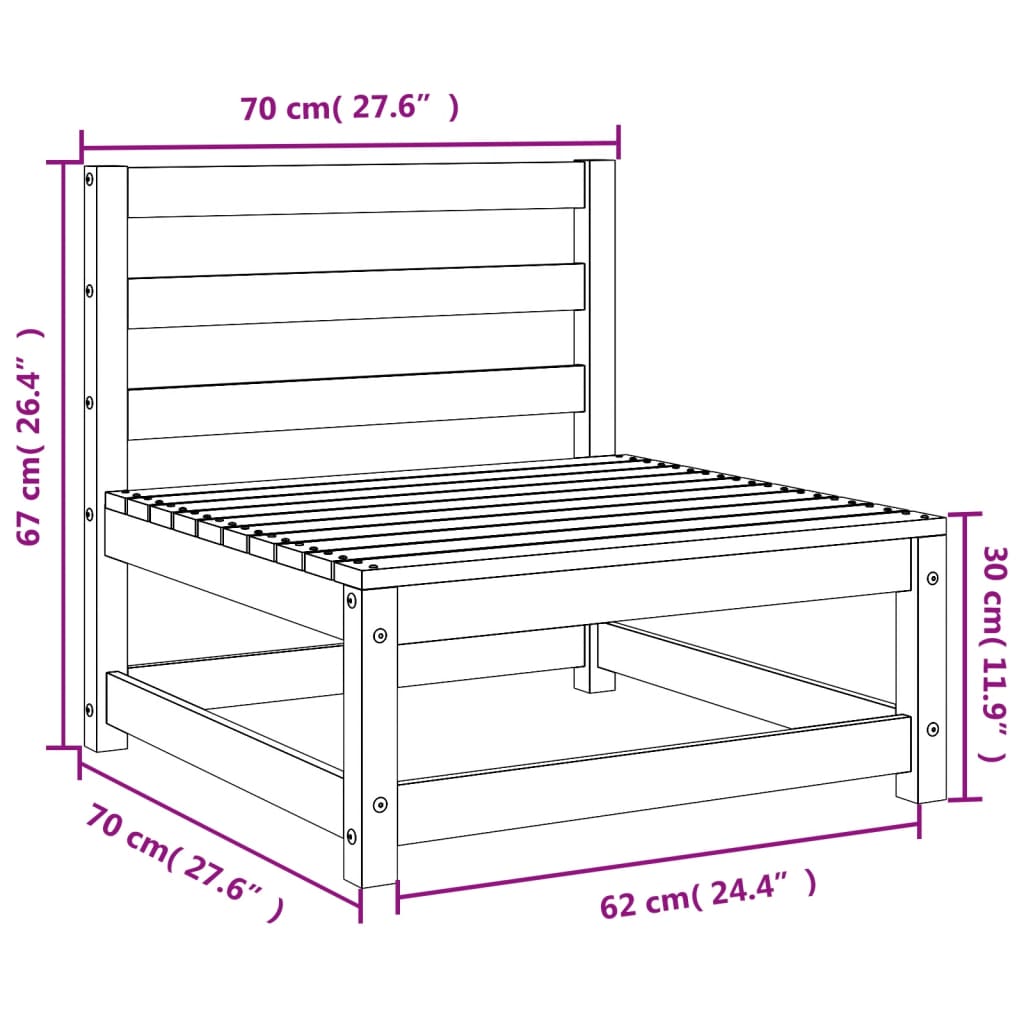 Mittensoffor 2 st 70x70x67 cm massivt douglasträ