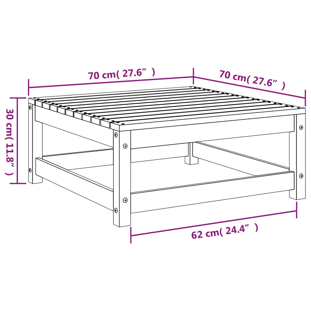 Trädgårdspall 70x70x30 cm massiv furu