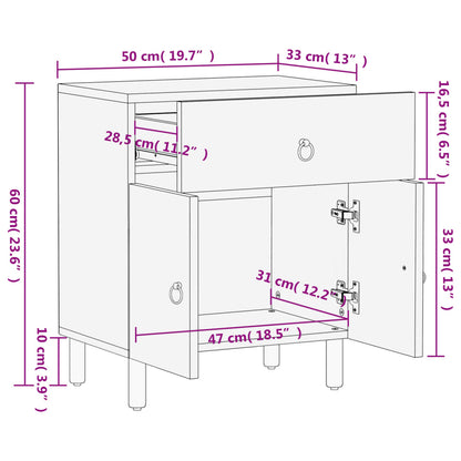 Sängbord 50x33x60 cm massivt mangoträ