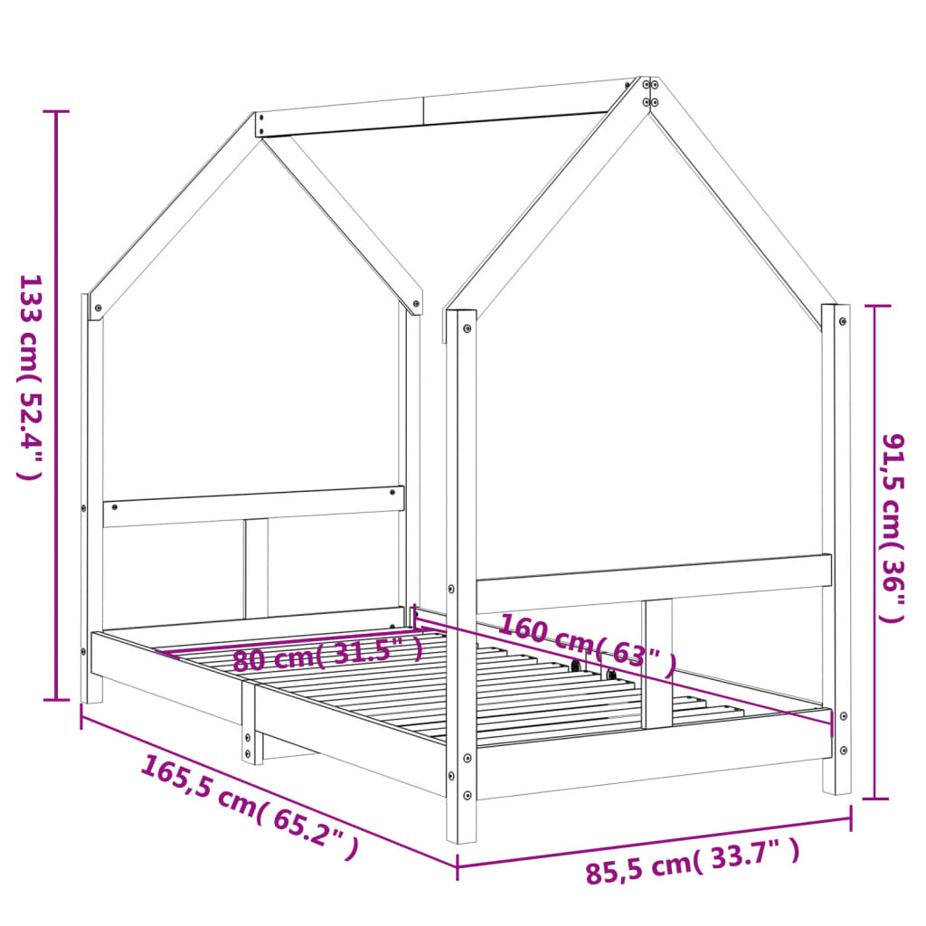 Sängram för barnsäng 70x140 cm massiv furu