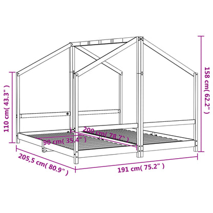 Sängram för barnsäng 2x(90x200) cm massiv furu