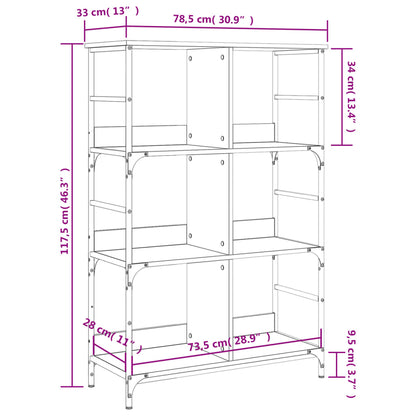 Bokhylla rökfärgad ek 78,5x33x117,5 cm konstruerat trä