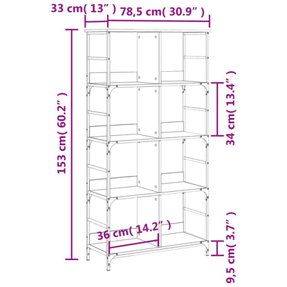 Bokhylla sonoma-ek 78,5x33x153 cm konstruerat trä