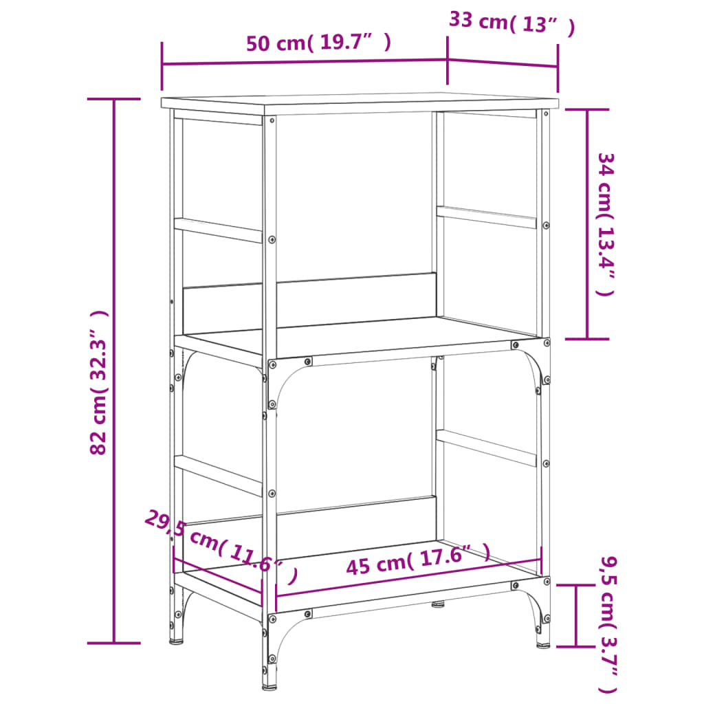 Bokhylla rökfärgad ek 50x33x82 cm konstruerat trä