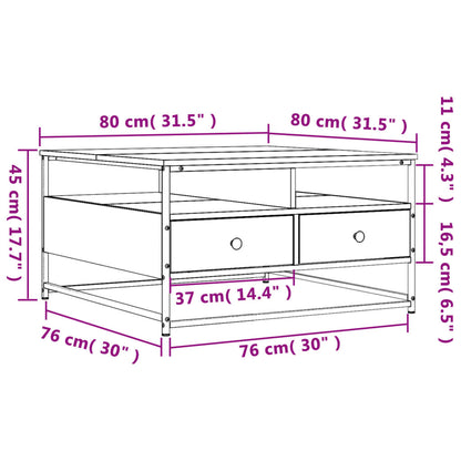 Soffbord rökfärgad ek 80x80x45 cm konstruerat trä