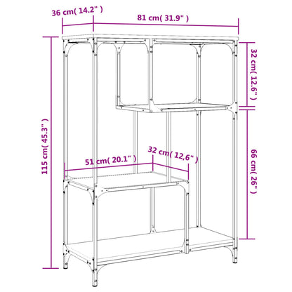 Bokhylla  ek 81x36x115 cm konstruerat trä och stål