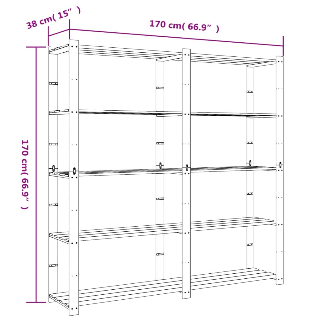 Förvaringshylla 3 hyllplan  60x38x90 massiv furu