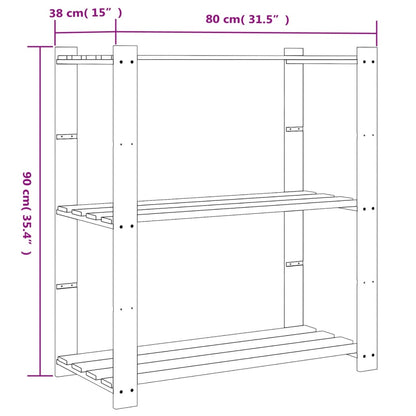 Förvaringshylla 3 hyllplan  60x38x90 massiv furu