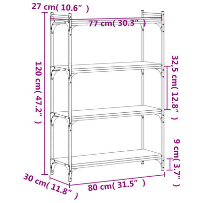 Bokhylla 4 hyllplan  ek 80x30x120 cm konstruerat trä