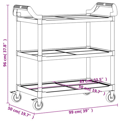 Rullvagn 3 våningar  99x50x96 cm aluminium