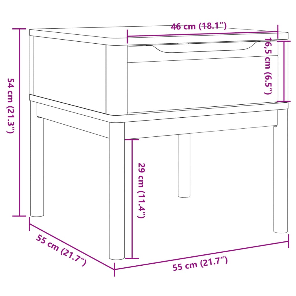 Lampbrod FLORO vaxbrun 55x55x54 cm massiv furu