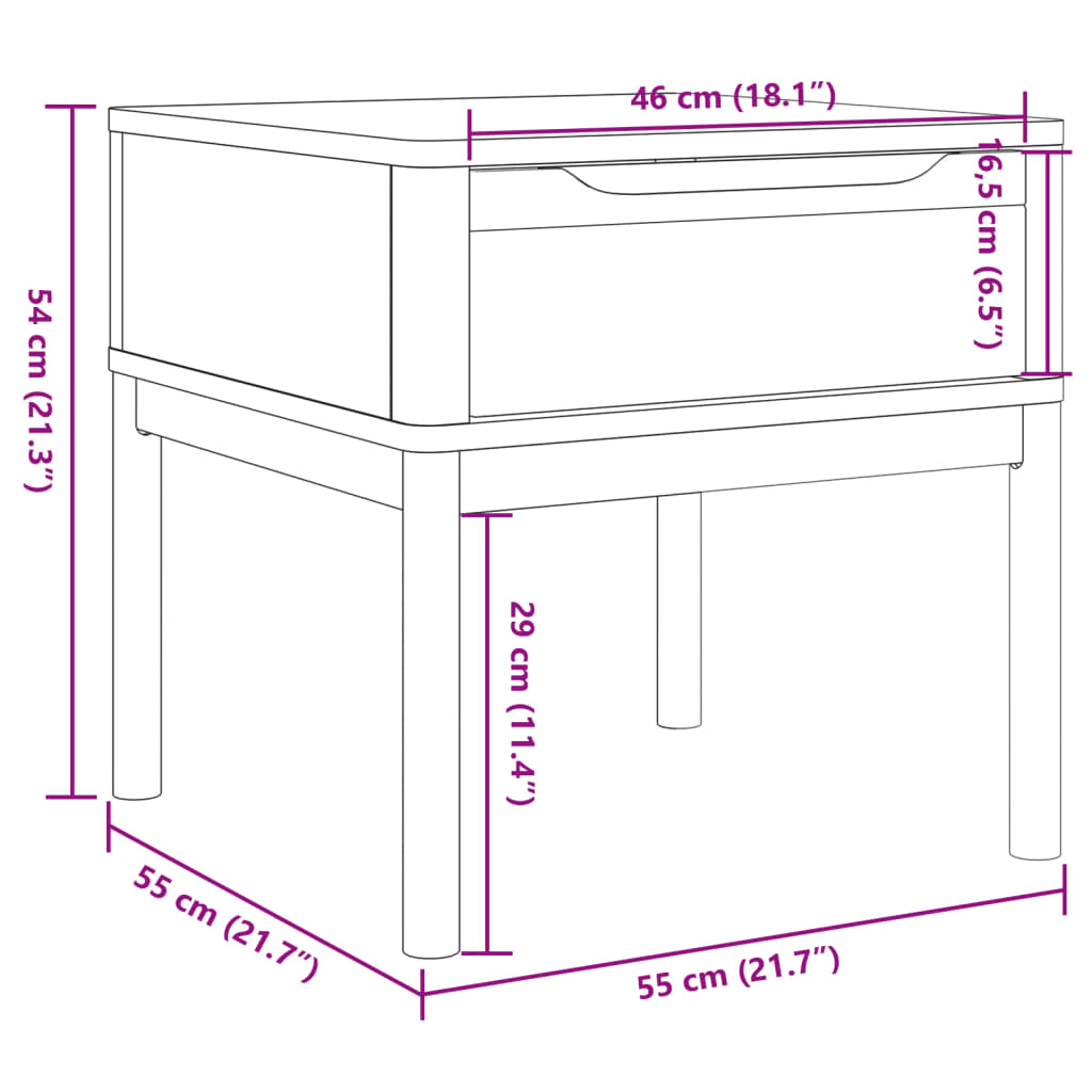 Lampbrod FLORO vaxbrun 55x55x54 cm massiv furu