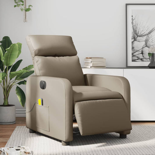 Elektrisk massagefåtölj cappuccino konstläder