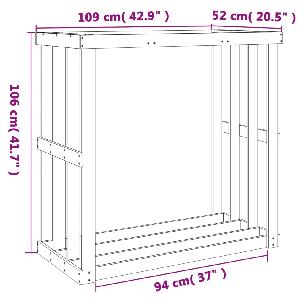 Vedställ vaxbrun 109x52x106 cm massiv furu