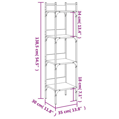 Bokhylla 4 hyllplan rökfärgad ek 35x30x138,5 cm konstruerat trä