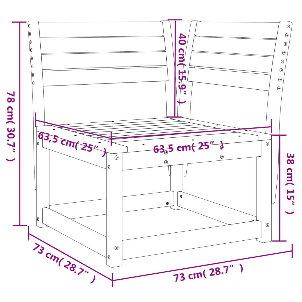 Hörnsektion till trädgårdssoffa 70x70x67 cm impregnerad furu