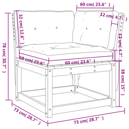 Trädgårdssoffa hörn med dynor vaxbrun 73x73x78 cm massiv furu