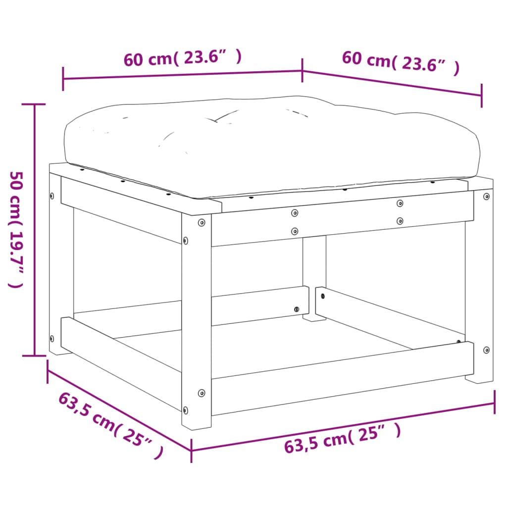 Trädgårdspall 70x70x30 cm massiv furu