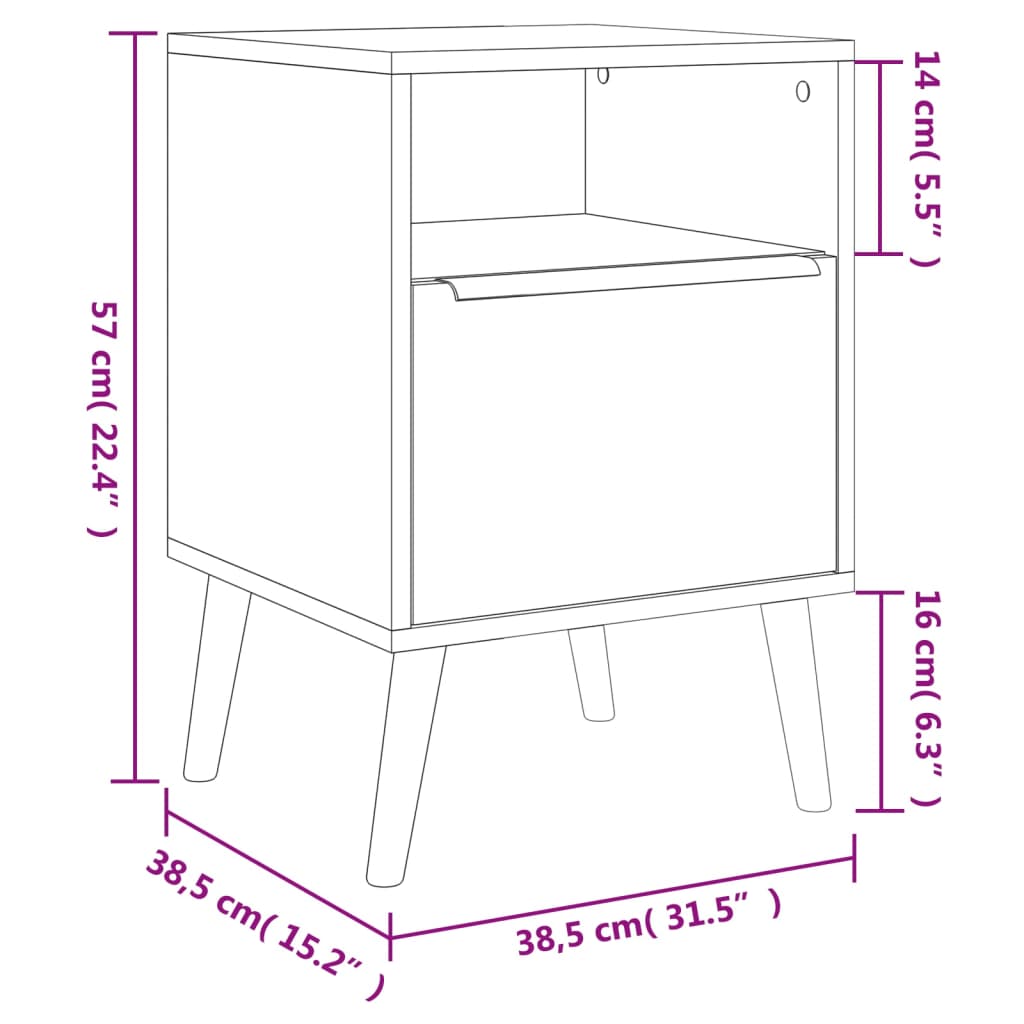 Finori Sängbord Lusk 61A sonoma-ek 80x38,5x88 cm