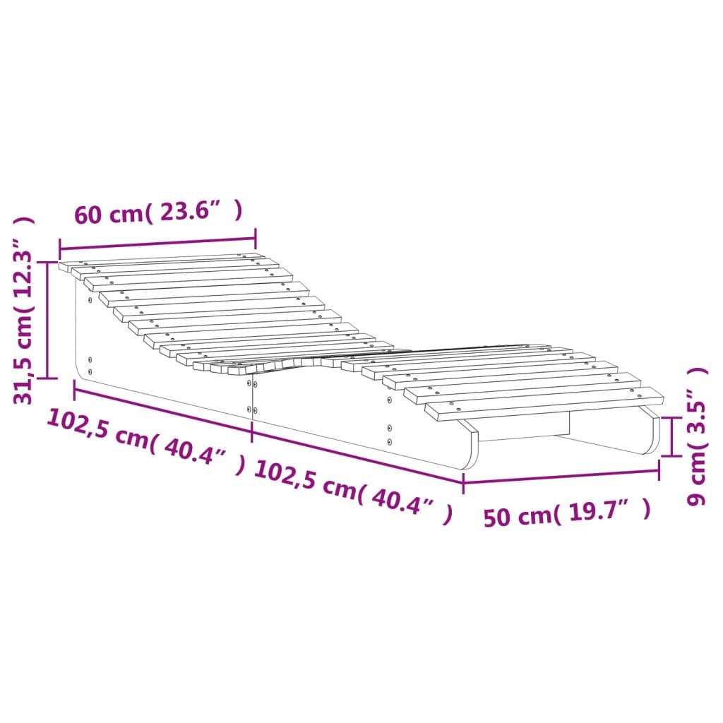 Solsäng 205x60x31,5 cm massivt douglasträ