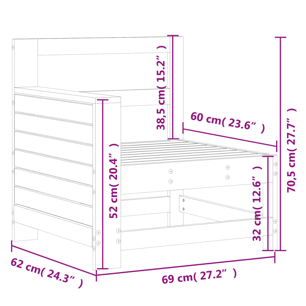 Trädgårdssoffa 69x62x70,5 cm massiv furu