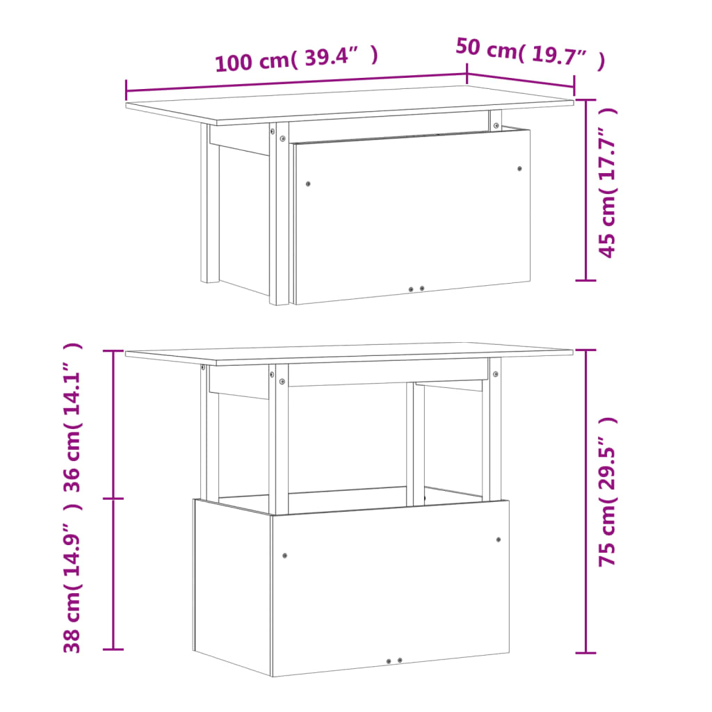 Trädgårdsbord vaxbrun 100x50x75 cm massiv furu