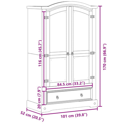 Garderob Corona 101x52x170 cm massiv furu