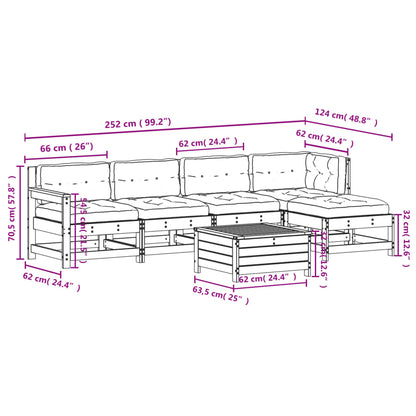 Loungegrupp för trädgården med dynor 6 delar massiv furu