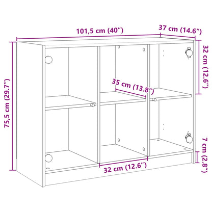 Byrå rökfärgad ek 102x37x75,5 cm konstruerat trä